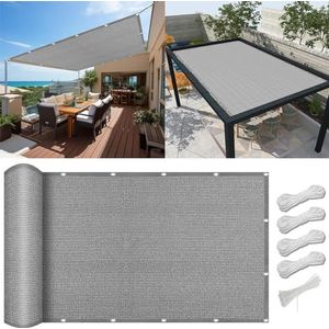 Luifel rechthoek zonwering Schaduw 2.2 x 3.5 m, waterdicht, zonwering, effectief 98% uv-blok, Sunblock Schaduwdoek, Sunblock Schaduwdoek Rechthoekig, voor tuin, terras, buiten, Lichtgrijze