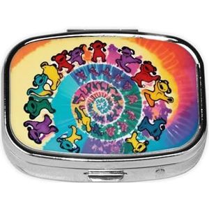 Vierkante pillendoos dansen Thanksgiving Beer - 2 compartimenten geneeskunde pillenetui, waterdicht, zak pillenorganisator, draagbaar, voor zak of portemonnee pillendozen