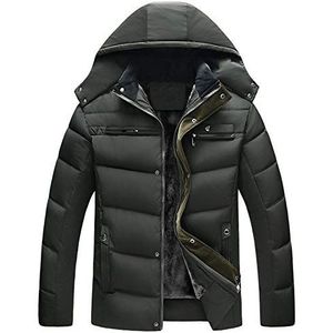 PRJN Heren Hoodie Katoen Gewatteerde Winterjas - Dikke Jas Bovenkleding Met Faux Bont Kraag - Mountain Jacket Fleece Gevoerde Bergjas Met Capuchon