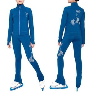 Schaatsoutfit voor meisjes, Schaatsjack voor meisjes, Blauwe Schaatskleding en Broek, Trainingskleding