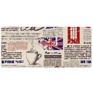 Retro UK Krant Londen Bureau Mat Grote Gaming Muismat Antislip Rubber Base Waterdichte Desktop Schrijven Pad Protector