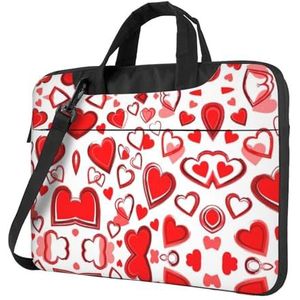 SSIMOO Star Constellation Map Stijlvolle en lichtgewicht laptop messenger tas, handtas, aktetas, perfect voor zakenreizen, Romantisch rood hart, 15.6 inch