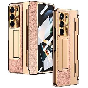 BZN for Samsung Galaxy Z Fold5 5G Geïntegreerde volledige dekking telefoonhoes met scharnier (goud + roze) (goud + wit) (blauw) enz (Color : Gold+Pink)