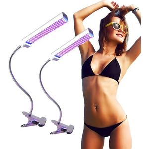 Bruiningslamp Met Bril, Led Uv Clip-On Bruiningslamp Thuis Zonnebaden Bruiningsapparaat Voor Lichaam En Gezicht, 360 ° Verstelbaar, Bestralingsgebied 60×30 Cm, Het Hele Jaar Door Brons, 2 Stuks