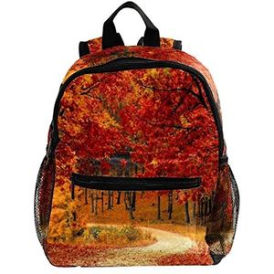 Mini Rugzak Pack Tas Herfst Herfst Oranje Natuur Leuke Mode, Meerkleurig, 25.4x10x30 CM/10x4x12 in, Rugzak Rugzakken