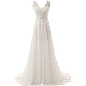 Dames Tule Lange Avondcocktailjurk Trouwjurk Voor Bruiden Schouderafhangend Eén Schouder Bruid Chiffon Kant Grote Maten Kanten Trouwjurk Bruidsjurk,Wit,12,Sensational421