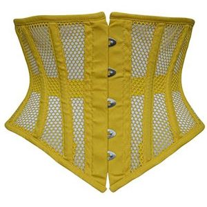 Hi-GERMANWEARS Dames Underbust Corset Zwart Mesh Steel Boned Waist Trainer Body Shaper Cincher Waspie Heavy Duty Short Torso Taillekorset, geel, 7XL