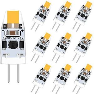 tkhetiana Dimbare 12 V G4 ledlamp, warm wit, 3000 K, G4 ledlamp, 2 W, vervanging 15 W G4 halogeenlamp, AC/DC 12-24 V, verpakking van 10 stuks
