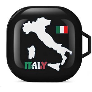 Italië kaart vlag oordopjes hoesje compatibel met Samsung hard shell beschermhoes zwart-stijl