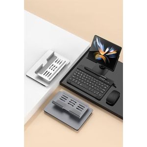 Voor Samsung Galaxy Z Fold 4/Fold 3 Draadloze Bluetooth Toetsenbord/Muis/Schrijfpen/Roterende Toetsenbord Stand (grijs)