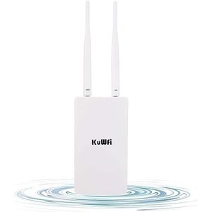 KuWFi 4G LTE-Router, Wi-Fi-Modem Cat4 Met Dual Antennes, (150 Mbps Download, 300 Mbps 2,4 GHz) Voor Buiten, Zonder SIM-Kaart, Ondersteuning Industrieel, Tuin, Garagecamera's