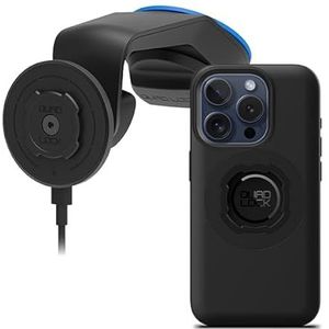Quad Lock Voorruit/Dashboard Telefoonhouder voor Auto met MAG Draadloze Oplaadkop V2 en MAG Telefoonhoesje voor iPhone 15 Pro