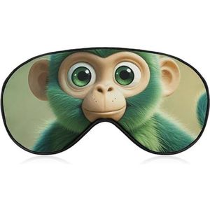 Green Clever Monkey Eye Mask voor dames en heren, ademend en verstelbare oogbedekking, ultrazacht slaapmasker, lichtgewicht reisblinddoek voor vliegtuig, dutje, nachtslapen