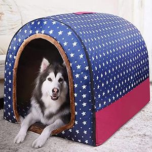 XWanitd XL Jumbo hondenhuis met medium bed, tent met bed voor hond voor angstverlichting, zachte kattengrot, warme iglo voor winter, 2-in-1 huis voor huisdieren, wasbaar (92 x 68 x 72 cm, A)