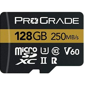 MicroSD-kaart V60 (128 GB) - getest voor SD-kaartapparaten op volledige grootte | tot 250MB/s lezen, 130MB/s schrijven van ProGrade Digital