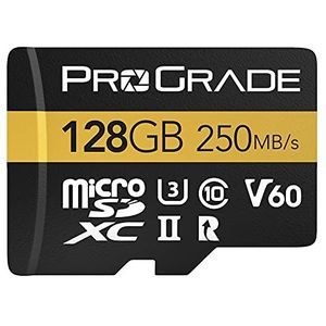 MicroSD-kaart V60 (128 GB) - getest voor SD-kaartapparaten op volledige grootte | tot 250MB/s lezen, 130MB/s schrijven van ProGrade Digital