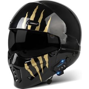Motorfiets Flip Up Helm Met Dubbel Vizier Bluetooth Motorfiets Modulaire Helm DOT/ECE Goedgekeurde Full Face Flip Up Motorhelm Voor Mannen Vrouwen F,S/55-56CM
