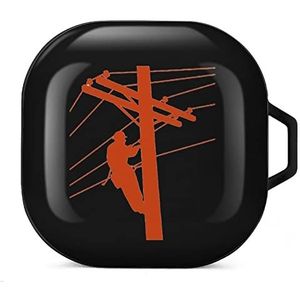 Red Lineman Oordopjes Hoesje Compatibel met Samsung Hard Shell Beschermhoes Zwart-Stijl