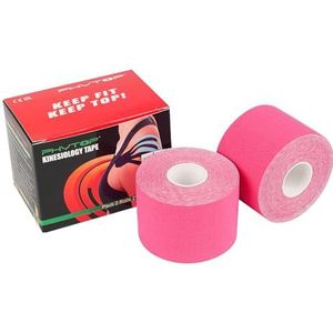2X roze sport tape kinesiologie 5 cm x 5 m fysiotape ongesneden rol, kinesiotape bevordert pijnverlichting en blessureherstel