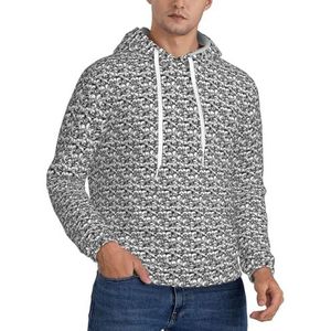 GUOLGP Zwart En Wit Schedels Patroon Print Mannen Hooded Pullover Mode Zachte Comfortabele Voor Winter Casual Dagelijks Dragen