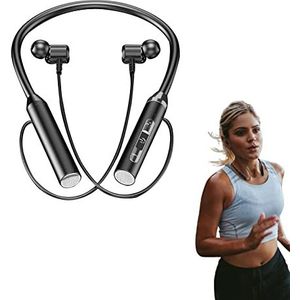 Bluetooth in-ear hoofdtelefoon, sporthoofdtelefoon, bluetooth, nekbeugel-sporthoofdtelefoon, draadloos, magnetische oordopjes, headset met HD-microfoon