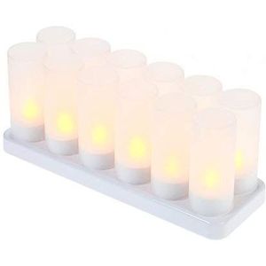 Bedler 12 stks/set LED-kaarsenverlichting met frosted cups Geel licht AC100-240V Flameless Flickering Candles