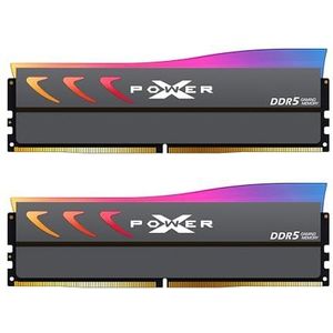 Silicon Power DDR5 32GB (2x16GB) Storm RGB 6000MT/s (PC5-48000) 288-pins CL36 1.35V UDIMM Desktop Geheugenmodule RAM SP032GXLWU60CFDK Grijs