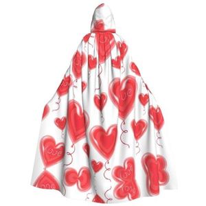 FRGMNT Romantische rode hartprint vrouwen capuchon mantel carnaval cape volwassenen capuchon mantel cape voor Halloween cosplay kostuums