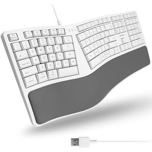 Macally MERGOKEY, Ergonomisch bedraad USB-A toetsenbord met palmsteun, US Engels QWERTY-indeling
