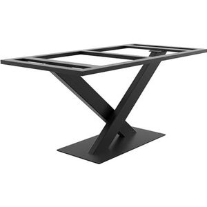MetaloPro Industrieel metalen tafelframe in X-vorm, zwart stalen frame voor eettafels, rechthoekige tafelpoten met stabiele bodemplaat, modern design