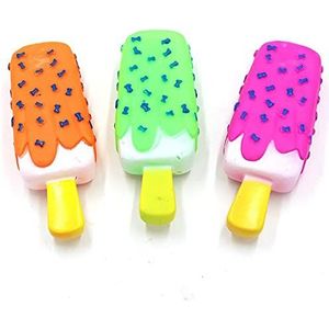 Pet Dog Toy Chew Squeaky Rubber Roze Popsicle Vormige Speelgoed voor Kat Puppy Baby Dogs Ice Cream Bite Molar Toy
