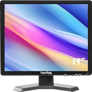 Suprlipy 48,3 cm (19 inch) TFT-LCD-beveiligings-CCTV-monitor, 1280 x 1024, 4:3 kleurenscherm, HDMI, VGA, AV, BNC, ingang met afstandsbediening, ingebouwde luidspreker voor bewakingscamera