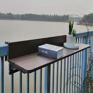 ZENCIX Balkonbartafel voor leuningen, opvouwbare plank voor balkon, multifunctionele hangende balkontafel, verstelbare hangtafel voor tuin, balkonreling (afmetingen: 60 x 27 cm)