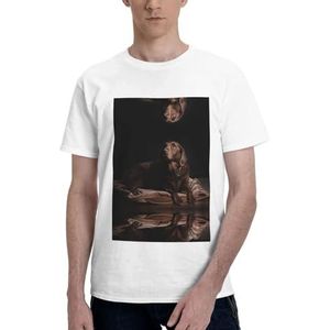 CKGODGF Bruin katoenen T-shirt met labrador retriever print voor heren, casual en comfortabel, korte mouwen, geschikt voor fitness en dagelijks gebruik, Wit, S