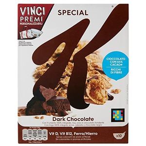 Kellogg's Special K Dark Chocolate Fiocchi di Riso Cereals Donkere Chocolate Rijstvlokken, volkoren tarwe en gerst, met vitaminen en mineralen, met chocoladekrullen, 290 g granenvlokken, 6 stuks