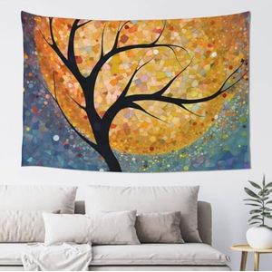 Gepersonaliseerde aangepaste wandtapijt, aangepaste kunst wandtapijt voeg uw tekst/foto's opknoping tapijt achtergrond banners voor slaapkamer woonkamer muur decor 60* 40 in, sterrenhemel herfst boom