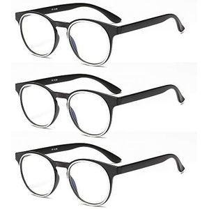 Suertree JH214 Anti-blauwe leesbril, 3 stuks, computerbril voor dames en heren, modieuze leesbril voor dames en heren, 1.0X