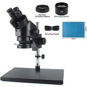 3.5x-90x Industriële Verrekijker Stereo Microscoop Vergroting + 56 Verstelbare LED Verlichting Professionele Telefoon Solderen Reparatie Helder en glad(3.5X-45X Black)