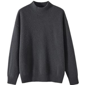 Dames Wollen Mock Neck Truien Zachte Losse Dunne Basics Trui Herfst Winter Gebreid Ondergoed, Gray9, M