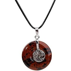 Women Natural Stones Leather Necklace Roud Tree Of Life Charm Stone Pendant Necklace Fashion Women Male Yoga Jewelry (Color : Gold Swan)