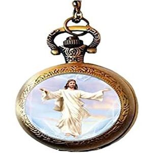 Jezus Christian Sieraden glas Art foto pocket horloge ketting Religieuze Amulet Accessoires Party Sieraden Gift