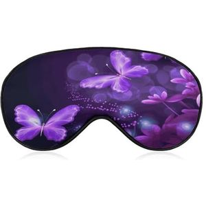 Mooie Paarse Reizen Oogmasker Verduisterend Oogmasker voor Slapen Vliegtuig Oogmasker met Verstelbare Riem Slaap Maskers voor Vrouwen Mannen Zachte Nacht Blinddoek Oogmasker