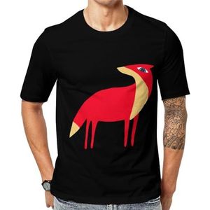 Rode cartoon vos heren korte mouw grafisch T-shirt ronde hals print casual T-shirt tops L