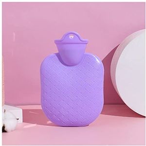 Mini warm water bottlehot, warmwaterkruik 1 stuk waterfles 500 ml rubber hoge dichtheid winter handwarmer draagbare verdikte warmwaterkruik zak voet warmwaterkruik (maat : grijs) (Maat: paars
