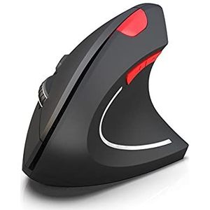 Verticale draadloze muis, foto-elektrische 3 verstelbare 2400dpi, 6 functieknoppen, geschikt voor pc-notebookcomputers, tabletcomputers (zwart)