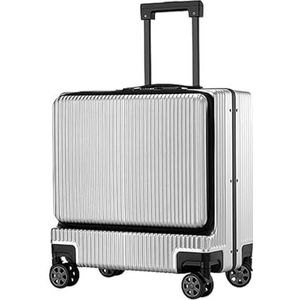 Bagage Trolley Koffer Instapkoffer Aan De Voorkant, Ingecheckte Handbagage TSA-codeslot Met USB-interface Reiskoffer Handbagage (Color : A, Size : 18 in)