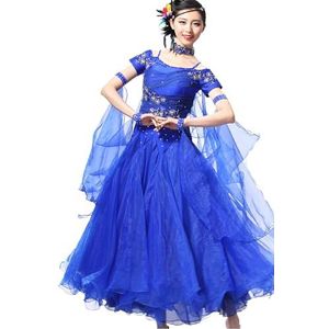 Yhsgscr Ballroomrok met korte mouwen en grote swing voor dames Professioneel Foxtrot uitvoeringskostuum Elegante feestjurken Moderne banketdanskleding,G,3XL