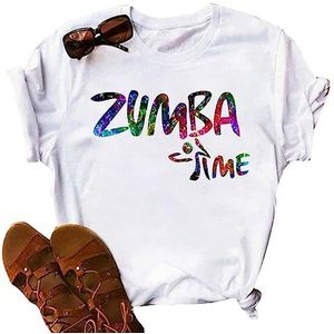 Dames Zumba Athletic Top T-Shirt Losse Cut Dans Fitness Kleding Sport Vrouwen Top Training Wit, # 17, L