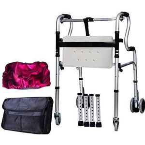 Rolstoel dikke aluminium legering rollator met wielen met ouderen loopframe/trolley loopstoel, achterwiel kan worden afgeremd, in hoogte verstelbaar, ouder