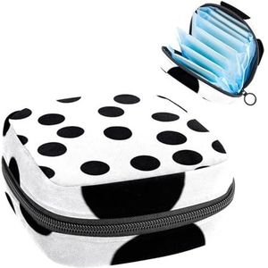 Opbergtas voor maandverband, menstruatiecup zakje tampon tas, menstruatiepads, houder organizer voor vrouwen en meisjes, zwarte stippen